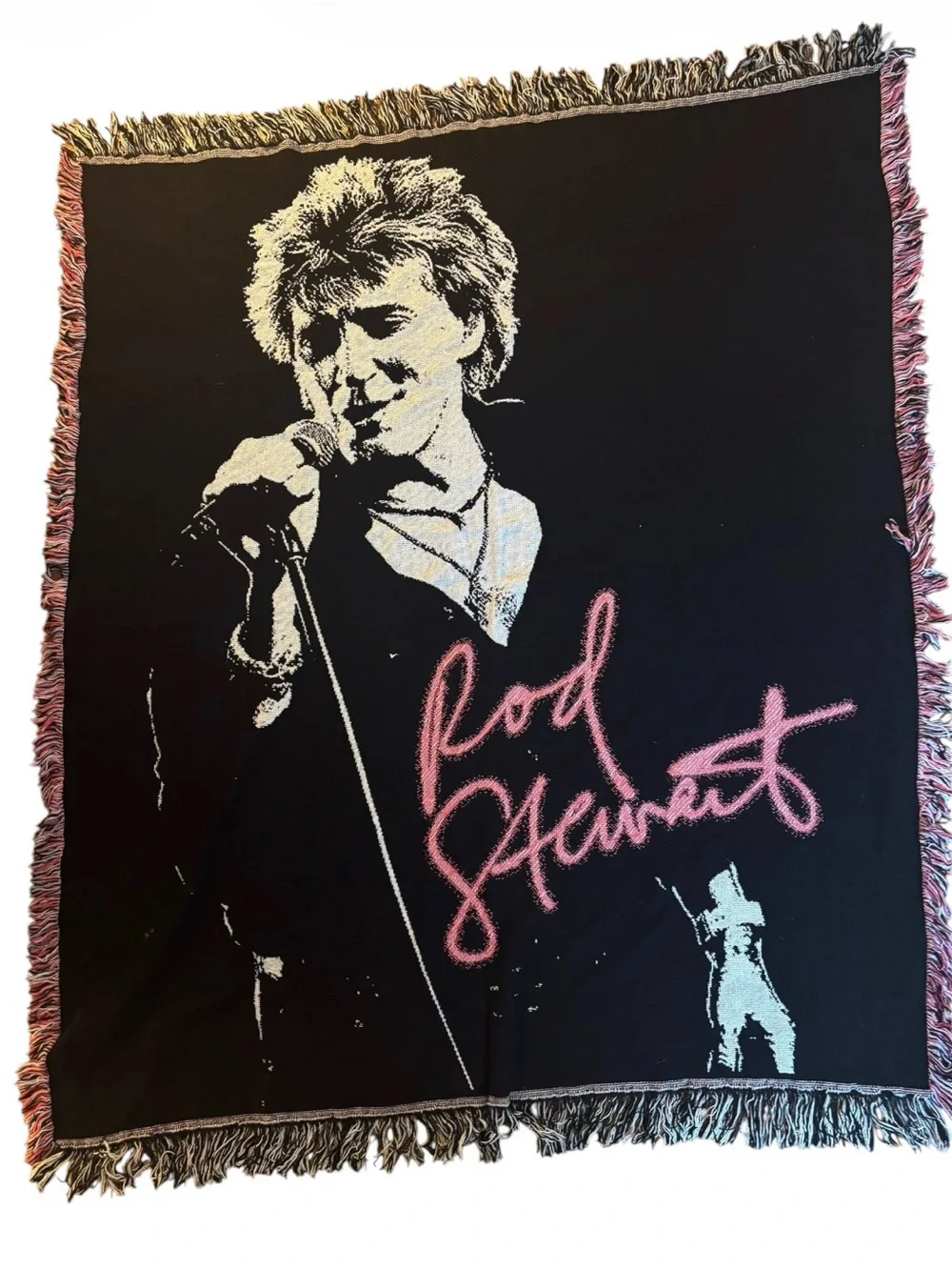 Rod Stewart Retro Style Woven Tapestry Throw Blanket Rock Band Merch Cabincore